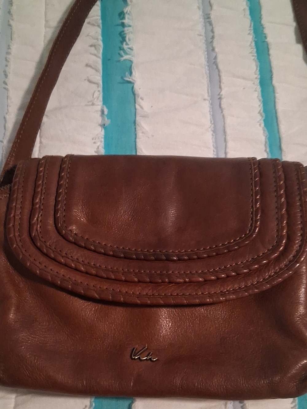 Leather Crossbody Bag in Brown -with Adjustable Strap Approx 6x9x3
